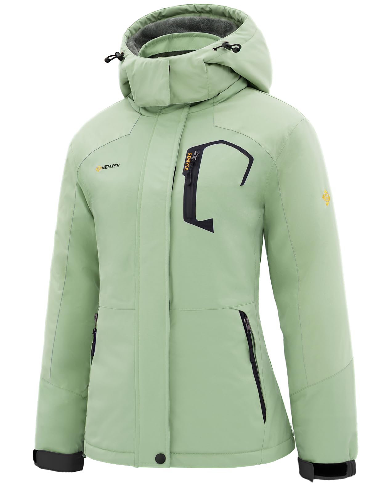 GEMYSE Women's Ski Snow Jacket Warm Winter Waterproof Coat Snowboard Rain Jacket Hooded Windproof Windbreaker